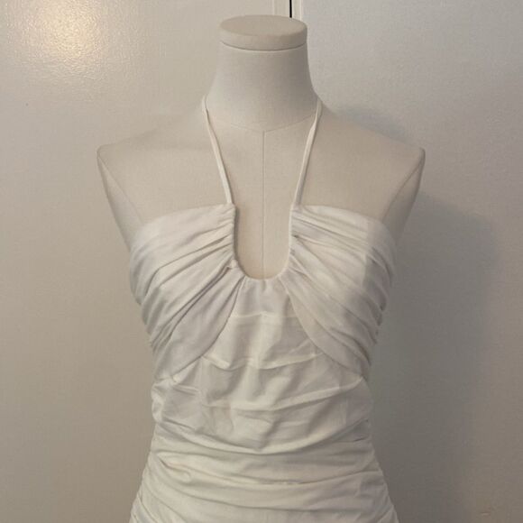 Miou Muse White Ruched Mini Halter Dress Size Small - Picture 5 of 15